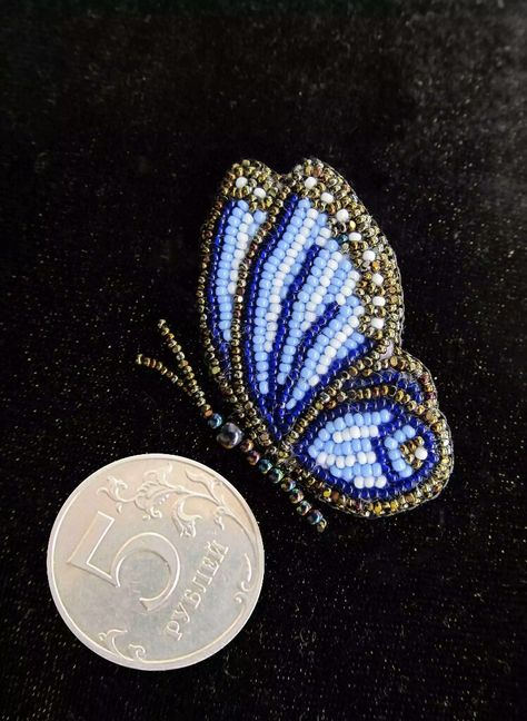 Bead Embroidery Patterns, Butterfly Embroidery, Sewing Embroidery Designs, Butterfly Brooch, Beaded Brooch, Hand Embroidery Designs, Seed Bead Jewelry, Crazy Quilts, Bead Designs