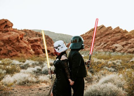 Star Wars Couples Photoshoot, Star Wars Photo Shoot, Wedding Redo, Themed Engagement Photos, Star Wars Couples, May The Fourth, Star Wars Wedding, 2024 Prom, Couples Shoot