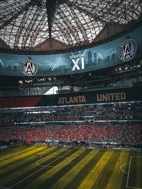 Stadium Architecture, Atlanta United Fc, Mls Soccer, Soccer Teams, Atlanta United, Sports Stadium, Sports Arena, Sports Aesthetic, Woman Cave