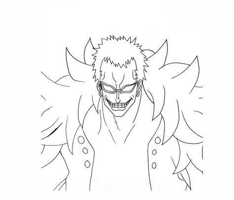 Doflamingo in One PIece Doflamingo Sketch, Doflamingo Tattoo, Do Flamingo One Piece, One Piece Doflamingo, Face Sketch, One Piece Images, Coloring Sheets, Coloring Page, Flamingo