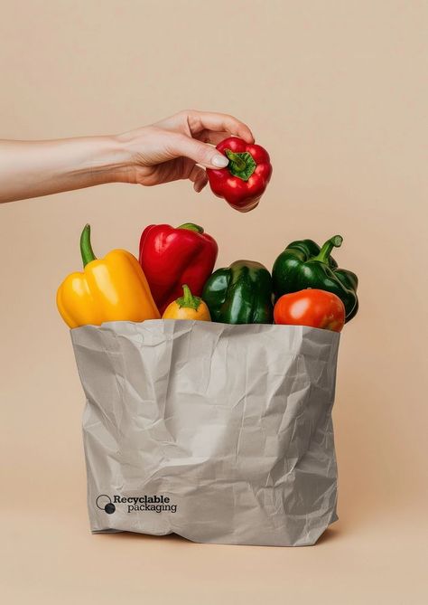 Editable grocery paper bag mockup design | premium image by rawpixel.com / Tanasiri Grocery Background, Classic Shopping Bags With Smooth Grain, Grocery Bag Illustration, Paper Bag Grocery, Plastic Bag Mockup Free, Vegetable Shop, Paper Grocery Bags, Grocery Shopping Bags, Paper Mockup