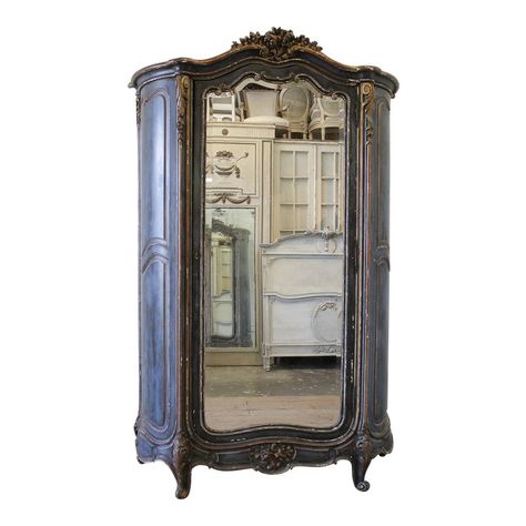 Painted Armoire, Mirrored Armoire, French Armoire, Antique Armoire, French Cottage, French Furniture, French Decor, Beveled Mirror, French Country Decorating