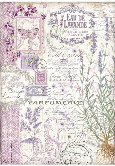 Purple Scrapbook Paper, Stamperia Rice Paper, Scrapbook Paper Designs, Decoupage Paper Printable, Vintage Paper Printable, Handmade Journals Diy, Vintage Scrapbook Paper, Album Journal, Provence Lavender