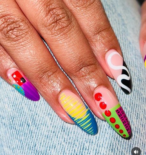 Africa Nails, Abstract Nail Designs, Abstract Nail, Burst Of Color, Art Deco Nails, Sassy Nails, Diva Nails, Neo Expressionism, Colorful Nail Art