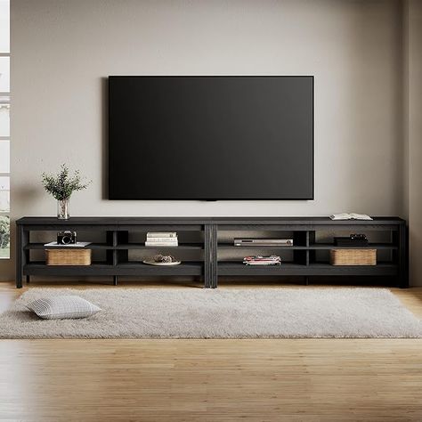 Amazon.com: WAMPAT TV Stand for 85 Inch TV, Black Entertainment Center for 80-90 inch TV Console Table with 8 Cubby Storage for Living Room Bedroom : Home & Kitchen Bedroom Television, Black Entertainment Center, 85 Inch Tv, Black Entertainment Centers, Storage For Living Room, Tv Console Table, Black Entertainment, Entertainment Console, Console Storage