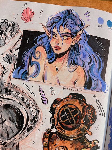 Sketchbook Art Journal, Sketchbook Ideas, Arte Sketchbook, Sketchbook Art, Art Prompts, Reference Poses, Sketchbook Inspiration, Marker Art, Cool Art Drawings