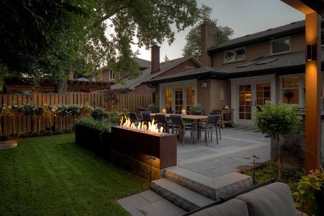 Fire Pit Gallery, Contemporary Fire Pit, Modern Fire Pit, Outdoor Fireplaces, Professional Landscaping, Backyard Entertaining, River Rocks, Landscape Services, Landscaping Company