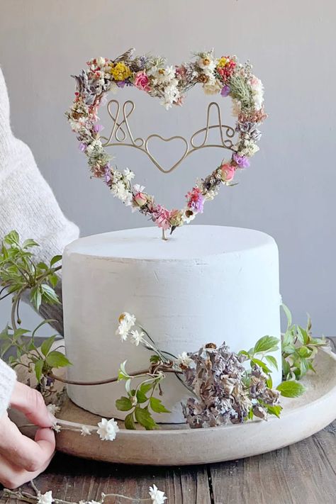 Wire Wedding Cake Topper, Wire Cake Topper, Flower Wire, Heart Cake Topper, Floral Cake Topper, Cake Topper Initials, Flower Cake Toppers, Wire Heart, Personalized Wedding Cake Toppers