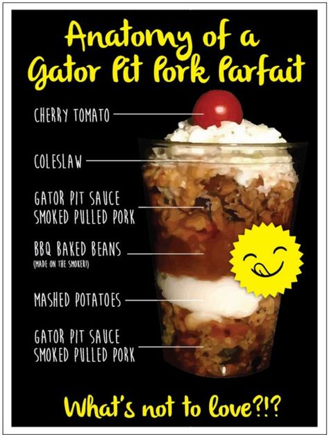 Bbq Sundae, Pulled Pork Parfait, Bbq Truck, Smoked Recipes, Bbq Baked Beans, Food Truck Menu, Recipes With Enchilada Sauce, Meals Dinner, Bbq Catering