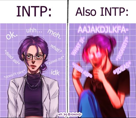 Mbti Personality Intp, Intp T Personality, Intp Female Fanart, Enfp X Intp, Intp X Infp, Intp X Entp, Intp Characters, Enfp Intp, Intp Core