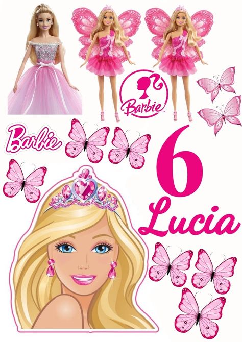 Barbie Toppers Printable, Barbie Printables Cake Topper, Girl Cake Topper Printable, Barbie Cake Topper Printable, Barbie Topper, Barbie Cake Birthday, Barbie Happy Birthday, Barbie Clipart, Barbie Cake Topper