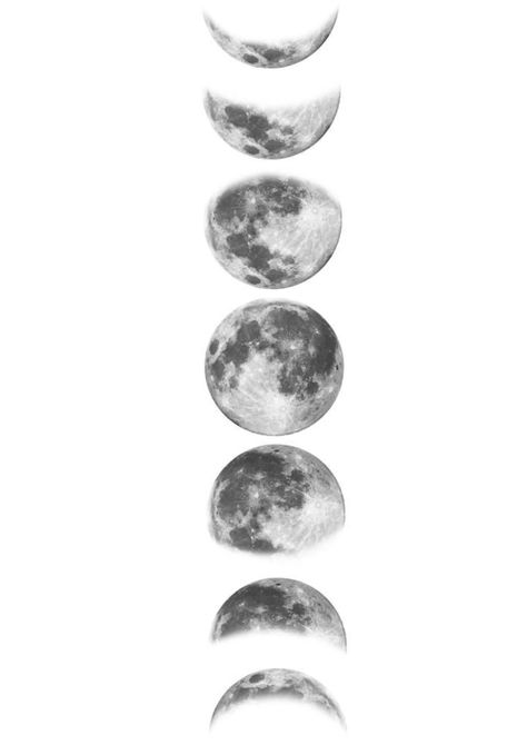 Realistic Moon Tattoo, Medium Size Tattoos, Astronomy Tattoo, Moon Chart, Moon Phases Tattoo, Moon Phases Art, African Tattoo, Self Love Tattoo, Mom Tattoo Designs