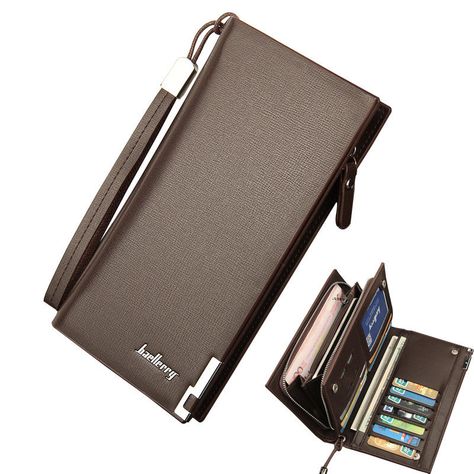 Men's Leather Wallet Bifold ID Card Holder Purse Checkbook Long Clutch Billfold | Clothing, Shoes & Accessories, Men's Accessories, Wallets | eBay! Mens Leather Wallet Bifold, Card Holder Purse, Man Purse, Zipper Wallet, Leather Wallet Mens, Long Wallet, Clutch Purse, Wallet Men, Purse Wallet