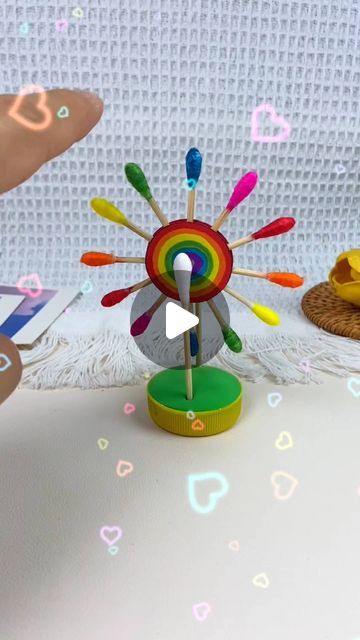 paper crafts creator on Instagram: "Title: "Weekend Fun: DIY Rainbow Pinwheels with Cotton Swabs for Parent-Child Bonding!"  Hashtags: #RainbowPinwheels #HandmadeDIY #ParentChildHandicraft #KindergartenCraft #ChildrensCreativeCrafts" Paper Pinwheel Diy, Rainbow Pinwheels, 2024 Title, Pinwheel Craft, Diy Pinwheel, Kids Handicraft, Summer Camp Activities, Pinwheels Paper, Camp Activities