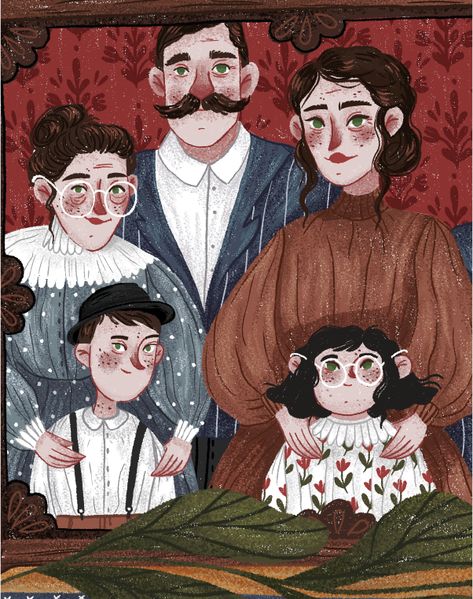 Painting Family Portrait, Draw Family Portrait, Illustration Self Portrait, Family Painting Portrait, Family Portraits Art, Family Portraits Drawing, Family Portraits Illustration, Painted Family Portraits, Family Illustration Art Inspiration