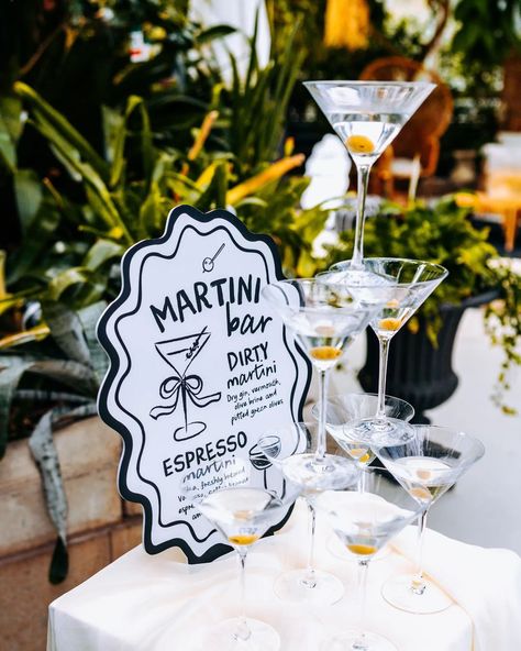 Danielle Rae Snow | Make mine a martini 🍸  Custom cocktail signage for @the_alate_workshop earlier this week ✨ Photographer:… | Instagram Martini Bar Party, Dirty Martini Party, Cocktail Signage, Birthday Martini, 25th Bday, Martini Party, Martini Bar, Bubbly Bar, 31st Birthday