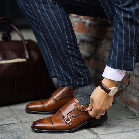 Compliment your navy suit with the Corbett in cognac.  @blakescott  #blakescott #gordonrush #wearGR #mensfashion #suitstyle #fashion #menswear #doublemonkstrap #cognac #dressshoes #navysuit #mensweardaily Monk Shoes Men Outfit, Gentleman Lifestyle, Double Monk Strap Shoes, Gents Shoes, Black Men Fashion Swag, Gentleman Shoes, Swag Men, Monk Strap Shoes, Handmade Leather Shoes