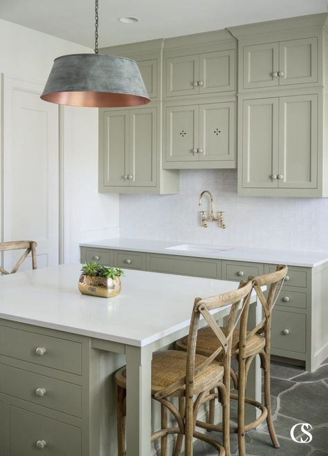 Pin Sage Green Kitchen Cabinets, Light Green Kitchen, Design Trends 2023, Sage Green Paint Color, Best Kitchen Colors, Sage Green Paint, Jenna Sue Design, Sage Green Kitchen, Jenna Sue