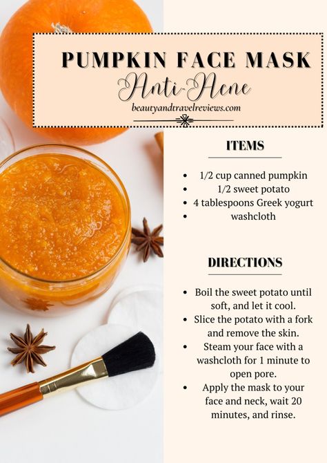 Pumpkin Skin Recipes, Pumpkin Beauty Products, Halloween Skin Care, Pumpkin Facial Mask, Pumpkin Body Scrub, Potato Face Mask, Pumpkin Facial, Pumpkin Face Mask, Diy Cinnamon