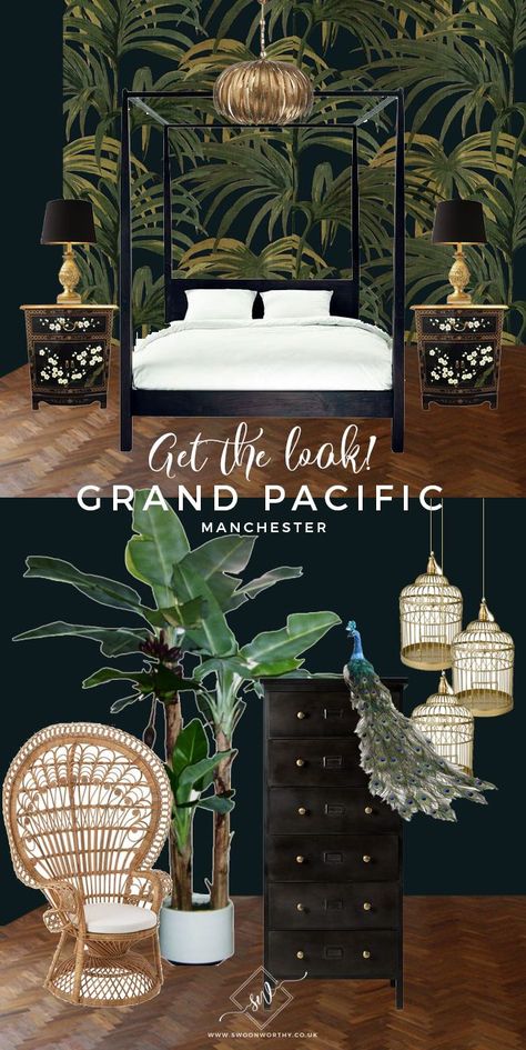 Grand Pacific Get The Look - Colonial Tropical Southeast Asian design moodboard Eclectic Glam, Tropical Interiors, Tropical Interior Design, British Colonial Decor, Tropical Interior, Colonial Interior, Tropical Bedrooms, Living Tv, Popular Interior Design