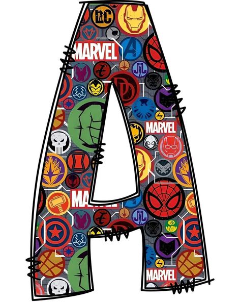 Marvel Fonts Alphabet, Marvel Font, Diy Superhero Birthday Party, Super Hero Letters, Superhero Letters, Tom Y Jerry, Doodle Alphabet, Avengers Birthday, Projets Cricut