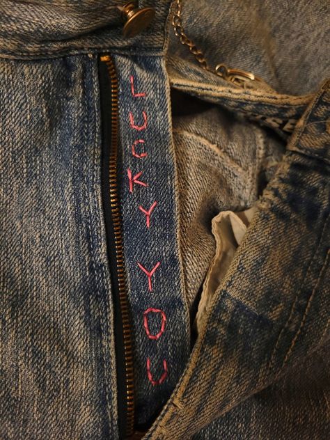 Lucky You Jeans, Jeans Embroidery, Lucky You, Summer Fits, Lemonade, Needlework, Moon, Embroidery, Sewing