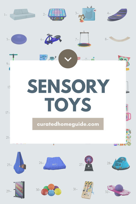 Graphic of 32 sensory toys Sensory Seeker, Rare Genetic Disorders, Sensory Processing, Sensory Processing Disorder, Kids Sensory, Sensory Toys, New Toys, Toys