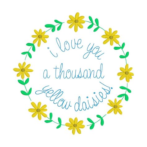 Gilmore Girls Embroidery, A Thousand Yellow Daisies, Daisies Embroidery, Yellow Daisies, Embroidery Ideas, Embroidery Projects, Machine Embroidery Design, Gilmore Girls, Embroidery Machine