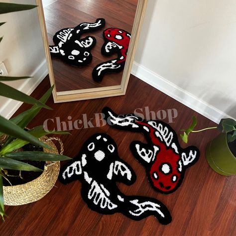 Koi Yin Yang, Tufting Rug, Yin Yang Koi, Diy Creative Crafts, Diy Creative, Yin Yang, Creative Crafts, Koi, Rug