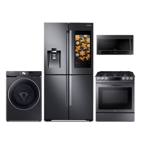 Buy more, save more on appliances. Samsung Home Appliances, Samsung Kitchen Appliances, Samsung Kitchen, Custom Refrigerator, Samsung Home, Samsung Appliances, Samsung Refrigerator, Dining Room Makeover, Dryers