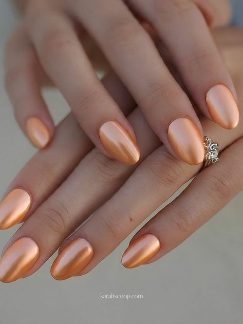 35+ Peach Acrylic Nail Designs Peach French Manicure, Peach Chrome Nails, Chrime Nails, Peach Acrylic Nails, Color Durazno, Peach Nails, Shades Of Peach, Marble Nails, Vintage Bride