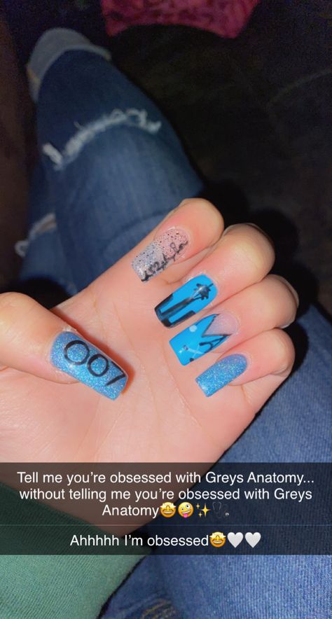 Greys Anatomy Nails Art, Greys Anatomy Nail Designs, Tv Show Nail Art, Greys Anatomy Nails, Anatomy Nails, Nails Board, Grey Nail Designs, Themed Nails, Greys Anatomy Characters