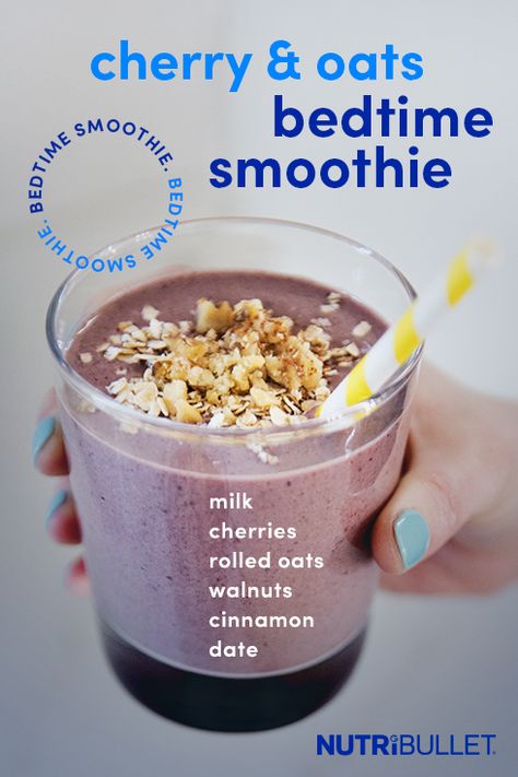 Bedtime Smoothie, Best Healthy Recipes, Nutribullet Smoothies, Food Nutrition Facts, Cherry Smoothie, Nutribullet Recipes, Paleo Diet Plan, Ice Milk, Complex Carbohydrates