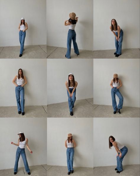 Jeans And Top Photoshoot, Photo Poses In Jeans Top, Jeans Top Photoshoot Poses, Future Photoshoot, Photoshoot Moodboard, Studio Portrait Photography, Studio Poses, Studio Photography Poses, Best Friend Photoshoot