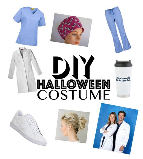 "Meredith Grey Halloween Costume" by stephaniemiles-i ❤ liked on Polyvore featuring WonderWink, NIKE, Grey's Anatomy, halloweencostume, GREYSANATOMY, DIYHalloween and meredithgrey Greys Anatomy Halloween Costumes, Grey Halloween Costume, Anatomy Fashion, Greys Anatomy Meredith, Mad Scientist Costume, Dr Grey, Scientist Costume, Doctor Outfit, Dress Up Day