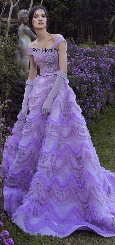 Purple Haute Couture, Gowns With Gloves, Unstoppable Song, Lavender Gowns, Gown With Gloves, Fairy Wren, Dress With Gloves, Gala Dress, Dream Dresses