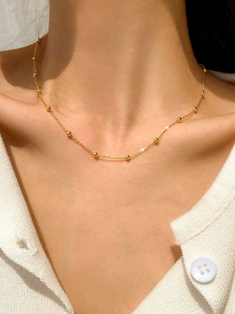 Neck Chain Design, Gold Simple Chain, Gold Neck Chain, Dental Jewelry, Simple Necklace Designs, Hand Jewelry Rings, Unique Gold Jewelry Designs, Blink Blink, Gold Minimalist Jewelry