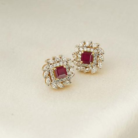 Ruby Earrings Studs, Gold Earrings Models, Diamond Earrings Design, Gold Jewelry Simple Necklace, It Company, The Eden, Fashion Enthusiast, Gold Jewelry Simple, Gold Fashion Necklace