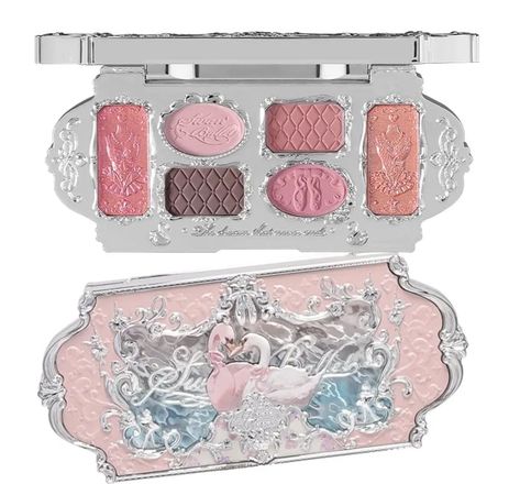 Korean Japan makeup skincare beautifull palette | eyeshadow palette | coquette style | dollette aesthetic | pastel colors | pastel makeup | korean makeup | ulzzang makeup | korean beauty | japan beauty | elegant makeup palette | makeup ideas Aesthetic Pastel Colors, Romantic Eye Makeup, Pastel Eyeshadow Palette, Korean Eyeshadow, Makeup Ulzzang, Swan Ballet, Japan Makeup, Makeup Korea, Pink Swan