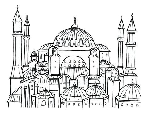 Hagia Sophia Drawing, Quick Sketches, Best Coloring Pages, Plan Drawing, Hagia Sophia, Drawing Simple, Marker Drawing, Quick Sketch, Kpop Guys