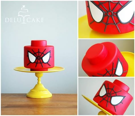 Lego Head Birthday Cake, Marvel Lego Cake, Spiderman Lego Birthday Party, Lego Spiderman Party, Lego Spiderman Birthday Party, Lego Avengers Cake, Spiderman Lego Cake, Spiderman Head Cake, Lego Superhero Cake