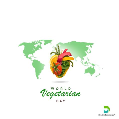 Drushti wishes you all Happy World Vegetarian Day World Vegan Day Poster, World Vegan Day Creative Ads, World Vegetarian Day, Vegetarian Day, World Vegan Day, Designing Ideas, General Ideas, Navratri Special, Poster Ideas