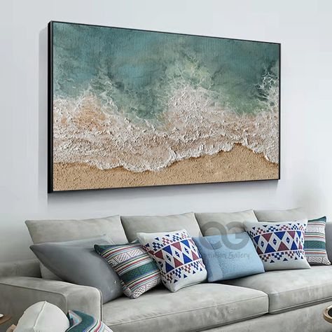 Beach Canvas Painting, Sea Acrylic Painting, Canvas Painting Wall Decor, Beach Canvas Paintings, 3d Art Painting, Abstract Art Projects, Abstract Painting Techniques, Abstract Ocean, Diy Abstract Canvas Art