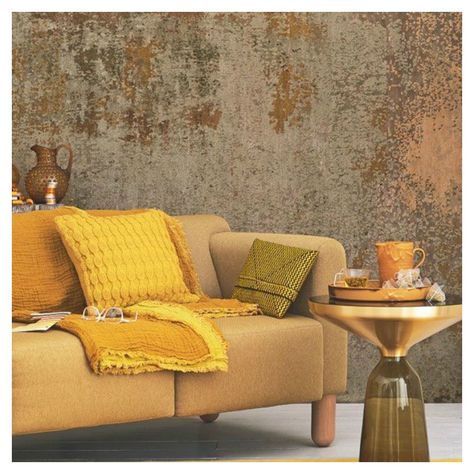 Ochre Living Room, Mustard Living Rooms, Gold Living, Gold Living Room, Room Photo, Tree Decorating, Colour Inspiration, Room Decorating, Interior Trend