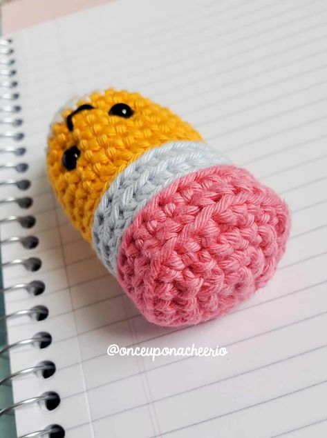 No Sew Amigurumi Pencil FREE Crochet Pattern No See Crochet Amigurumi, Pencil Amigurumi, Pencil Crochet Pattern, Pencil Crochet, School Crochet, No Sew Amigurumi, Whimsical Crochet, Crocheting Amigurumi, Crochet Pencil