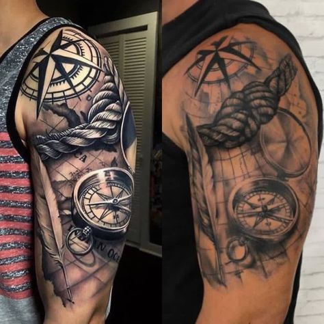 Half Sleeve Tattoos For Men, Ship Tattoo Sleeves, Voll Arm-tattoos, Rope Tattoo, Nautical Tattoo Sleeve, Sleeve Tattoos For Men, Soldier Tattoo, Half Sleeve Tattoos, Egyptian Tattoo Sleeve