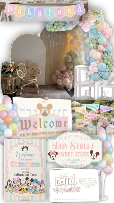 Disney Baby Shower Themes, Disneyland Birthday, Tema Disney, Holiday Party Themes, Disney Birthday Party, Disney Baby Shower, Baby Shower Bbq, Baby Shower Inspiration, Disney Birthday