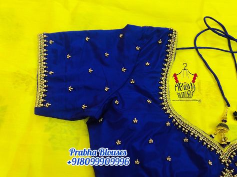 Blue Blouse Aari Work Designs, Blouse Aari Work Designs, Marriage Blouses, Aari Work Designs, Arya Work, Blouse Aari Work, Blue Sarees, Hand Stiching, 50 Blouse Designs