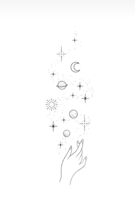 Galaxy Tatoos Ideas, Galaxy Hand Tattoo, Galaxy Tattoo Stencil, Small Galaxy Tattoo, Outer Space Tattoos, Shooting Star Tattoo, Cute Hand Tattoos, Planet Tattoos, Galaxy Tattoo