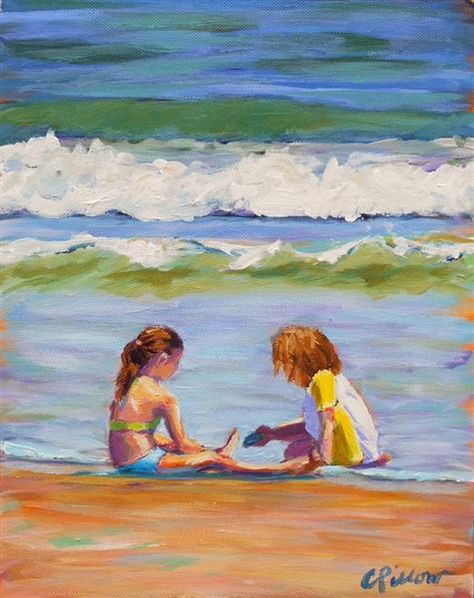 Paintings Of Friends, Friendship Paintings, Unfinished Painting, Seaside Art, Watercolor Tutorial, Simple Canvas Paintings, Summer Painting, Elephant Painting, Painting Of Girl